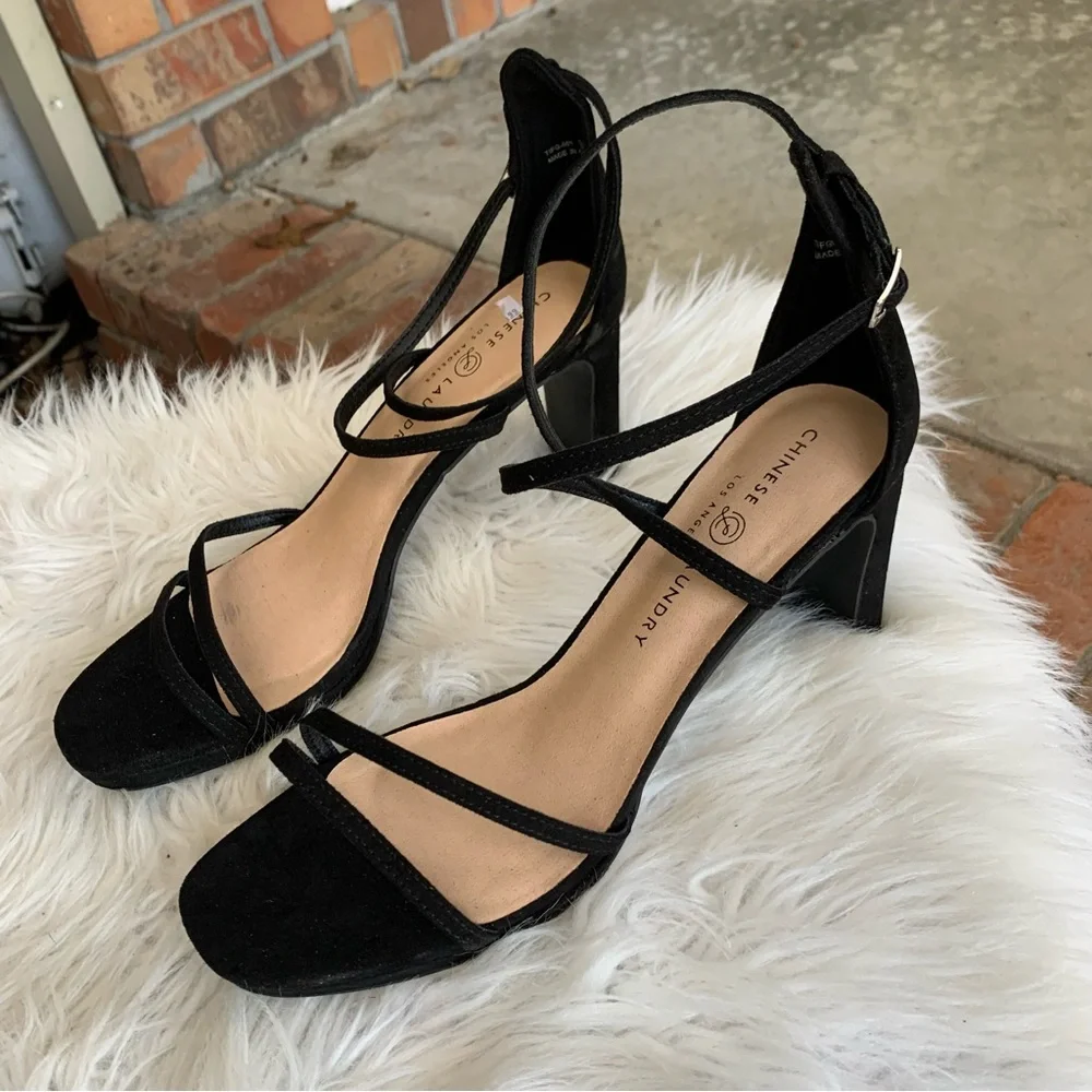 Chinese Laundry Black Strappy Heels Size 9